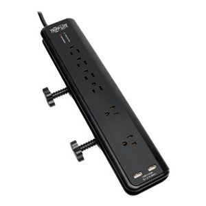 Tripp Lite   Surge Protector Power Strip Desk Mount 120V USB 6 Outlet 6′ Cord surge protector TLP606DMUSB
