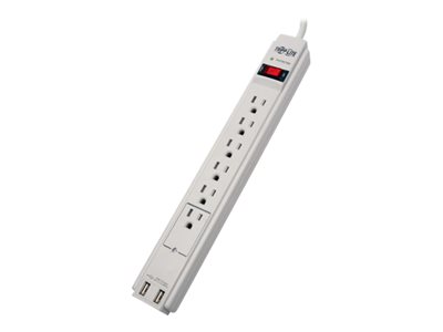 Tripp Lite   Surge Protector Power Strip 120V USB 6 Outlet 6′ Cord 990 Joule surge protector TLP606USB