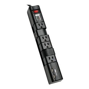 Tripp Lite   Surge 6 Outlet 3.4A USB Charger Tablet Smartphone Ipad Iphone surge protector 1800 Watt TLP608RUSBB
