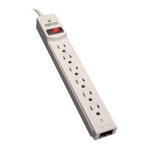 Tripp Lite   Surge Protector Power Strip 6 Outlet RJ11 8′ Cord 990 Joules surge protector 1.875 kW TLP608TEL
