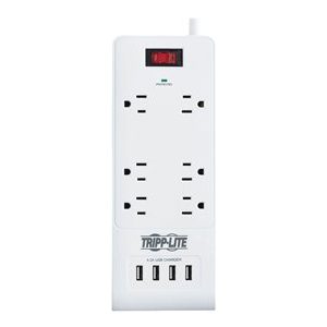 Tripp Lite   6-Outlet Surge Protector with 4 USB Ports (4.2A Shared) 15 ft. Cord, 5-15P Plug, 900 Joules, White surge protector 1800 Watt TLP64USBRA15