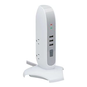 Tripp Lite   Surge Protector Tower 5-Outlet with 3 USB Charging Ports 6ft Cord 5-15P White surge protector 1800 Watt TLP66USB