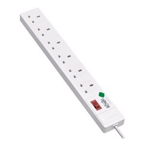 Tripp Lite   6-Outlet Surge Protector British BS1363A Outlets, 220-250V AC, 13A, 1.8 m Cord, BS1363A Plug, White surge protector TLP6B18