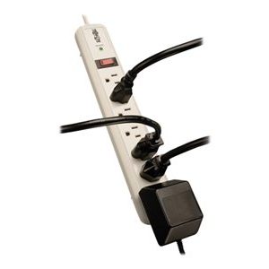 Tripp Lite   Surge Protector Power Strip TL P74 R 120V Rt Angle 7 Outlet 4′ Cord surge protector 1.8 kW TLP74R