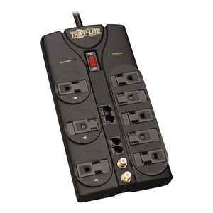 Tripp Lite   Surge Protector Power Strip 120V 8 Outlet RJ11 RJ45 Coax 10′ Crd 3240 Joule surge protector TLP810NET