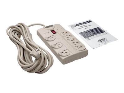 Tripp Lite   Protect It! 8-Outlet Surge Protector, 25 ft. Cord with Right-Angle Plug, 1440 Joules, Diagnostic LEDs, Light Gray Housing surge protec… TLP825