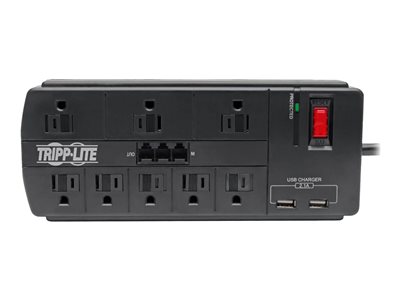 Tripp Lite   8-Outlet Surge Protector Power Strip with 2 USB Ports (2.1A Shared) 8 ft. Cord, 1200 Joules, Tel/Modem, Black surge protector 1875… TLP88TUSBB
