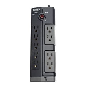 Tripp Lite 9-Outlet Surge Protector Power Strip with 4 Rotating Outlets, 6 ft. Cord, 2160 Joules, Tel/DSL/Fax Protection, Black surge protect… TLP906RTEL Tripp Lite 9-Outlet Surge Protector Power Strip with 4 Rotating Outlets, 6 ft. Cord, 2160 Joules, Tel/DSL/Fax Protection, Black surge protect… TLP906RTEL