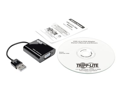 Tripp Lite   USB 2.0 to VGA Dual Multi-Monitor External Video Graphics Card Adapter w/Built-In USB Cable 1080p 60 Hz external video adapter 1… U244-001-VGA