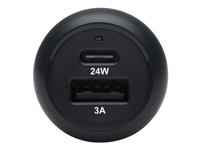 Tripp Lite   USB Car Charger Dual-Port with 24W Charging USB-C (24W) PD 3.0, USB-A (24W) QC 3.0, Black car power adapter USB, USB-C 24 Wat… U280-C02-24W-1B