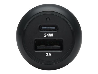 Tripp Lite   USB Car Charger Dual-Port with 24W Charging USB-C (24W) PD 3.0, USB-A (24W) QC 3.0, Black car power adapter USB, USB-C 24 Wat… U280-C02-24W-1B