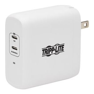 Tripp Lite   USB C Wall Charger Dual-Port Compact GaN Technology, 68W PD Charging (50W+18W), White; power adapter 2 x USB-C 68 Watt U280-W02-68C2-G