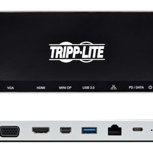 Tripp Lite   USB C Docking Station Hub USB Dock Triple Display 4K HDMI VGA USB A/C Gbe docking station USB-C VGA, HDMI, Mini DP GigE U442-DOCK16-B