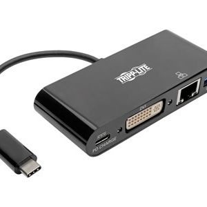 Tripp Lite   USB C to DVI Multiport Video Adapter Converter w/ USB-A Hub, USB-C PD Charging, Gigabit Ethernet Port Thunderbolt 3 Compatibl… U444-06N-DGUB-C