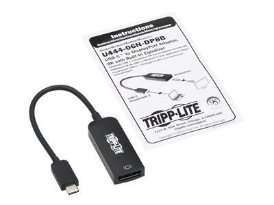 Tripp Lite   USB C to DisplayPort Adapter Cable (M/F) with Equalizer, 8K UHD, HDR, DP 1.4, Black, 6 in. (15.24 cm) USB / DisplayPort adapter… U444-06N-DP8B