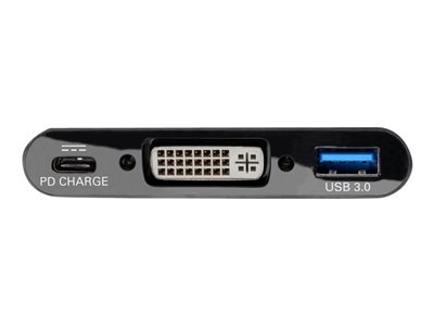 Tripp Lite   USB C to DVI Adapter with USB-A Hub, Thunderbolt 3-1080p, PD Charging, Black, 6 in., USB Type C, USB-C, USB Type-C docking sta… U444-06N-DUB-C