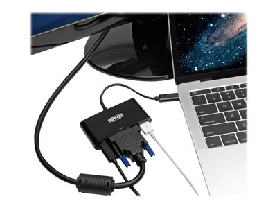 Tripp Lite   USB C to DVI Adapter with USB-A Hub, Thunderbolt 3-1080p, PD Charging, Black, 6 in., USB Type C, USB-C, USB Type-C docking sta… U444-06N-DUB-C