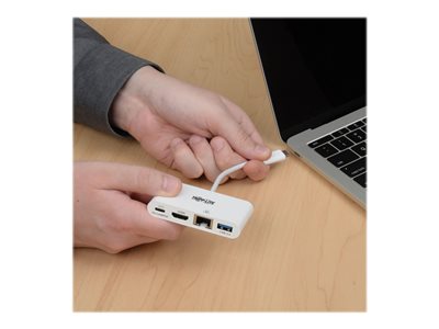 Tripp Lite   USB C to HDMI Multiport Video Adapter Converter w/ USB-A Hub, USB-C PD Charging Port & Gigabit Ethernet Port, Thunderbolt 3 C… U444-06N-H4GU-C