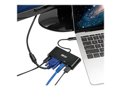 Tripp Lite   USB C to VGA Multiport Video Adapter Converter w/ USB-A Hub, USB-C PD Charging Port & Gigabit Ethernet Port, Thunderbolt 3 Co… U444-06N-VGUB-C
