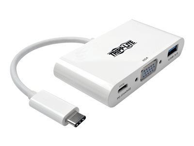 Tripp Lite   USB C to VGA Multiport Video Adapter Converter w/ USB-A Hub, & USB-C PD Charging, Thunderbolt 3 Compatible USB Type C to VGA, U… U444-06N-VU-C