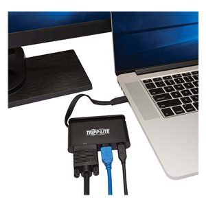Tripp Lite   USB C Adapter Converter w/ VGA, Gigabit Ethernet, USB-A Hub & PD Charging, Thunderbolt 3 Compatible w/ Storage Cable 1080p dock… U444-T6N-VUBC