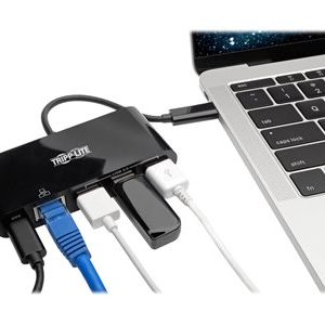 Tripp Lite   3-Port USB C hub w/ Gigabit ethernet GbE, USB-C Charging USB Type C USB-C USB 3.1 Hub hub 5 ports U460-003-3AGB-C