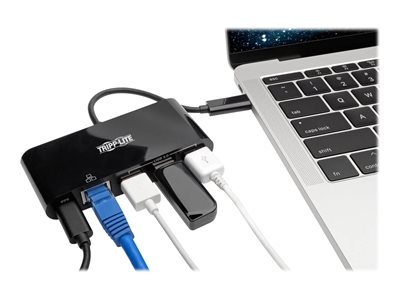 Tripp Lite   3-Port USB C hub w/ Gigabit ethernet GbE, USB-C Charging USB Type C USB-C USB 3.1 Hub hub 5 ports U460-003-3AGB-C