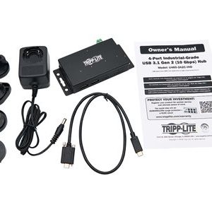 Tripp Lite   4-Port Industrial-Grade USB 3.1 Gen 2 Hub 10 Gbps, 2 USB-C & 2 USB-A, 15 kV ESD Immunity, Iron Housing hub 4 ports TAA Complian… U460-2A2C-IND