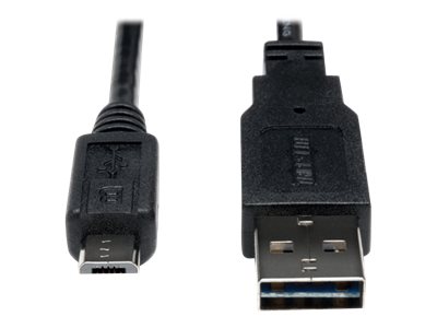 Tripp Lite   1ft USB 2.0 High Speed Cable 28/24AWG Reversible A to 5Pin Micro B M/M 1′ USB cable Micro-USB Type B to USB 1 ft UR050-001-24G