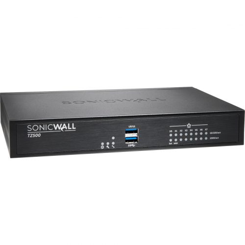 SonicWall  TZ500 GEN5 Firewall Replacement With AGSS 8 Port10/100/1000Base-TGigabit EthernetAES (128-bit), AES (256-bit), DES,… 01-SSC-1361