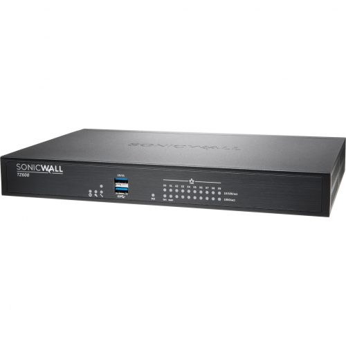 SonicWall  TZ600 GEN5 Firewall Replacement With AGSS 10 Port10/100/1000Base-TGigabit EthernetDES, 3DES, MD5, SHA-1, AES (128-b… 01-SSC-1364