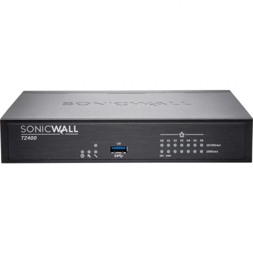 SonicWall  TZ400 Network Security/Firewall Appliance7 Port10/100/1000Base-TGigabit EthernetAES (128-bit), AES (256-bit), DES, MD5… 01-SSC-1741