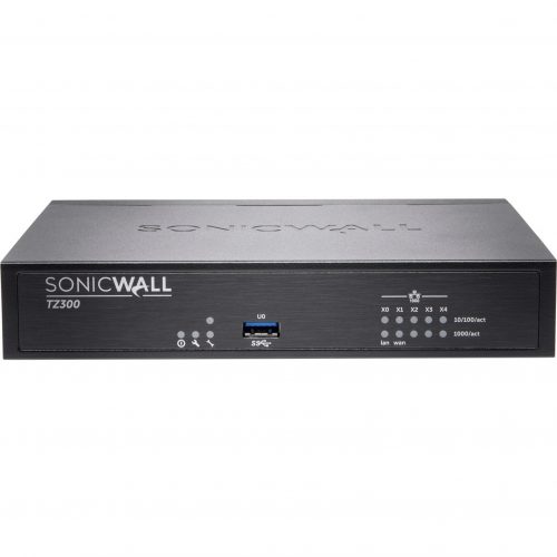 SonicWall  TZ300P Network Security/Firewall Appliance5 Port10/100/1000Base-TGigabit EthernetDES, 3DES, MD5, SHA-1, AES (128-bit),… 02-SSC-0607