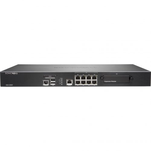 SonicWall  NSA 2600 Network Security/Firewall Appliance8 Port1000Base-TGigabit EthernetDES, AES (256-bit), MD5, AES (192-bit), 3D… 02-SSC-1069