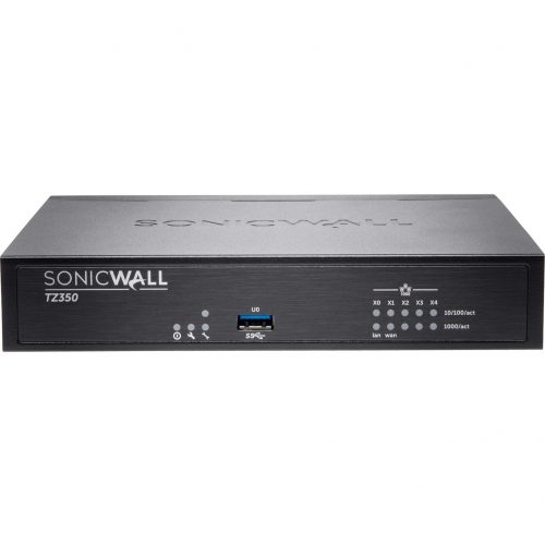 SonicWall  TZ350 with 1-year TotalSecure Advanced Edition5 Port10/100/1000Base-TGigabit EthernetDES, 3DES, AES (128-bit), AES (19… 02-SSC-1843