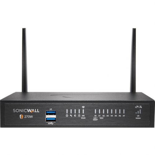 SonicWall  TZ270W Firewall – 8 Port10/100/1000 Base-T Gigabit Ethernet Wireless