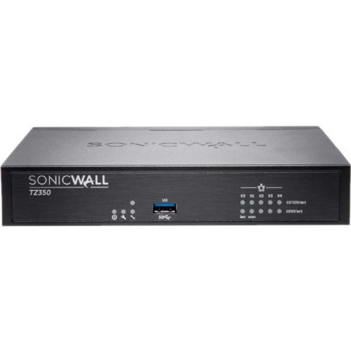 SonicWall  TZ350 Network Security/Firewall Appliance5 Port10/100/1000Base-TGigabit EthernetWireless LAN IEEE 802.11acDES, 3DES… 02-SSC-4466