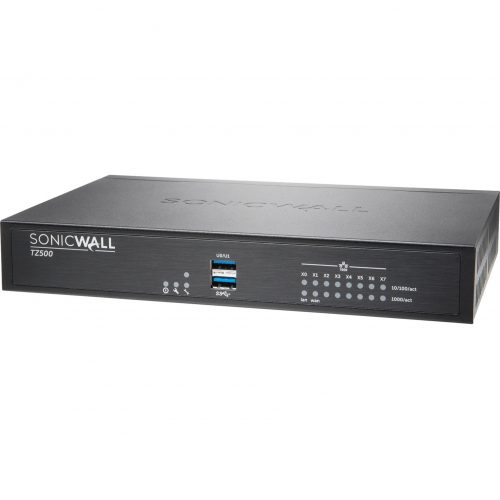 SonicWall  TZ500 High Availability Firewall8 Port10/100/1000Base-TGigabit EthernetDES, AES (128-bit), AES (192-bit), AES (256-bit… 02-SSC-4804