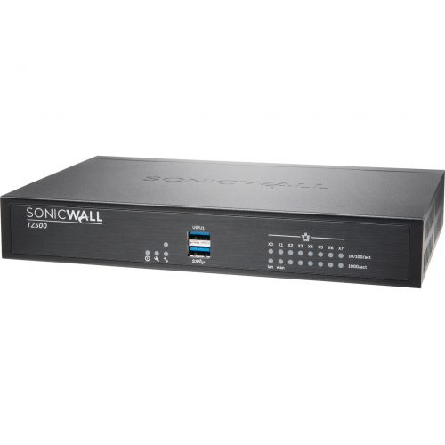 SonicWall  TZ500 High Availability Firewall8 Port10/100/1000Base-TGigabit EthernetDES, AES (128-bit), AES (192-bit), AES (256-bit… 02-SSC-4831