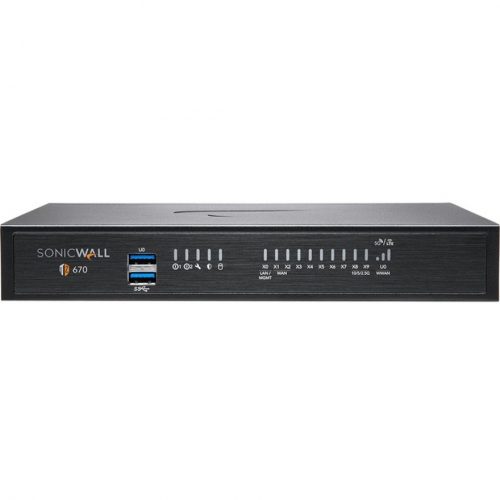 SonicWall  TZ670 Network Security/Firewall Appliance8 Port10/100/1000Base-T, 10GBase-X10 Gigabit EthernetDES, 3DES, MD5, SHA-1, A… 02-SSC-5640
