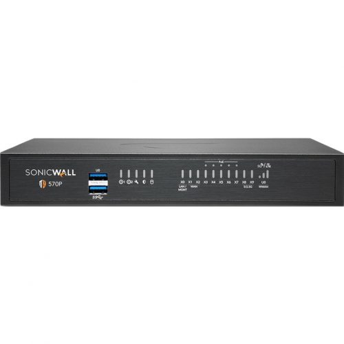 SonicWall  TZ570P Network Security/Firewall Appliance10 Port10/100/1000Base-T5 Gigabit EthernetDES, 3DES, MD5, SHA-1, AES (128-bi… 02-SSC-5692
