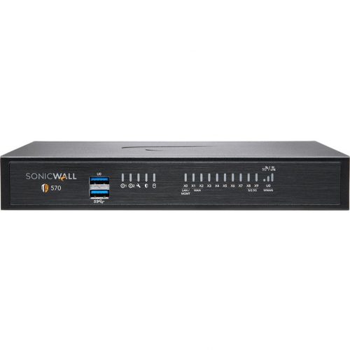 SonicWall  TZ570 High Availability Firewall8 Port10/100/1000Base-T5 Gigabit EthernetDES, 3DES, MD5, SHA-1, AES (128-bit), AES (19… 02-SSC-5694