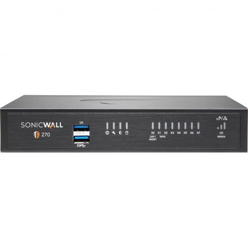 SonicWall  TZ270 Network Security/Firewall Appliance8 Port10/100/1000Base-TGigabit EthernetDES, 3DES, MD5, SHA-1, AES (128-bit),… 02-SSC-7305
