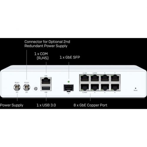 Sophos  XGS 107 Network Security/Firewall Appliance8 Port10/100/1000Base-T, 1000Base-XGigabit Ethernet8 x RJ-45 Xstream Pr… IA1Z3CSUS