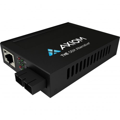AXIOM NETWORK ADAPTERS  1Gbs POE RJ45 to 1000BASE-LX Fiber Media ConverterSMF, SC, 10km, 1310nm (RJ-45)1x PoE (RJ-45) Ports1 x SC Por… MCP32-F1-S3S10-AX