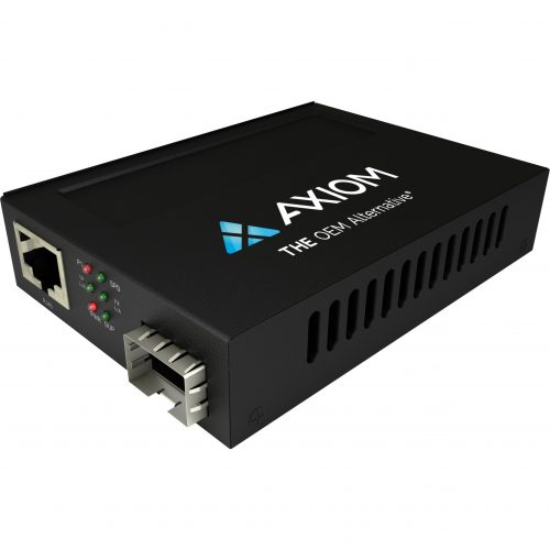 AXIOM NETWORK ADAPTERS  1Gbs POE+ RJ45 to SFP Fiber Media ConverterOpen SFP Port (RJ-45)1x PoE+ (RJ-45) PortsGigabit Ethernet10/100/… MCP32-T2-SFP-AX