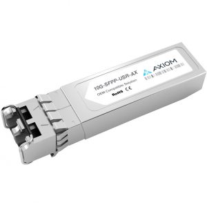 Axiom Memory Solutions  10GBASE-USR SFP+ Transceiver for Brocade10G-SFPP-USRFor Optical Network, Data Networking1 x 10GBase-SROptical Fiber -… 10G-SFPP-USR-AX