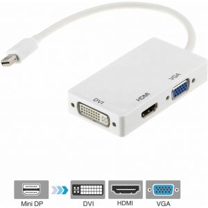 Axiom Memory Solutions  3-in-1 Mini DisplayPort to HDMI, VGA and DVI Video AdapterDVI/HDMI/Mini DisplayPort/VGA A/V Cable for Audio Device, Video Device,… 3N1MDP2HVD-AX