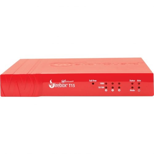 WatchGuard  Firebox T15 Network Security/Firewall Appliance3 Port10/100/1000Base-TGigabit EthernetRSA, DES, SHA-2, AES (128-bit),… WGT15083-WW