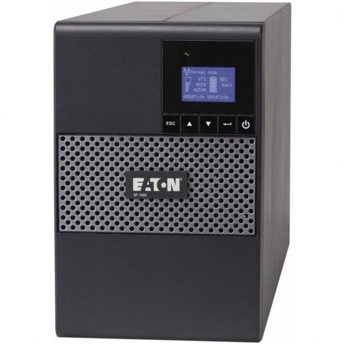 Eaton 5P UPS, 1550 VA, 1100 W, C14 input, Outputs: (8) C13, 230V, true sine wave, network card optional Tower UPSTower UPS4 Minute Stand-b… 5P1550G